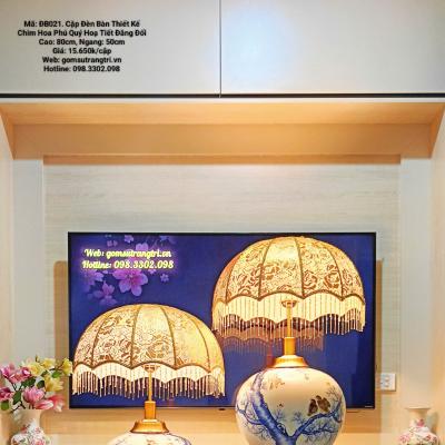 CẶP ĐÈN BÀN THIẾT KẾ CHIM HOA PHÚ QUÝ HỌA TIẾT ĐĂNG ĐỐI